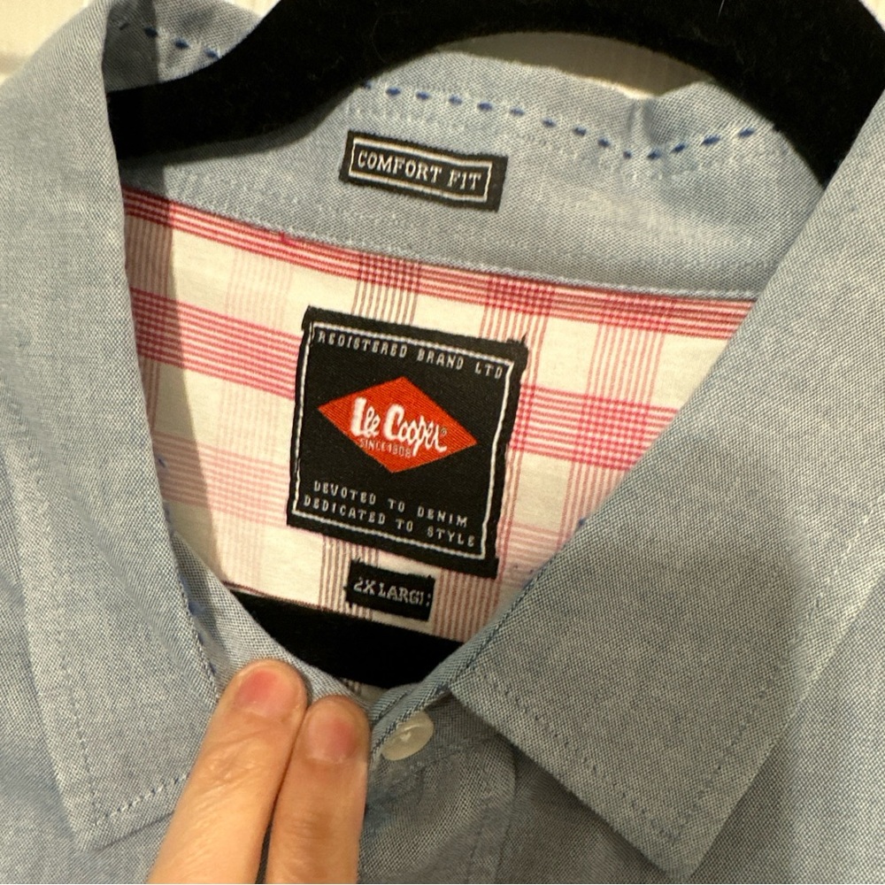 Lee Cooper 2XL Vintage Men's Button Up Long Sleeve Chambray Denim Shirt